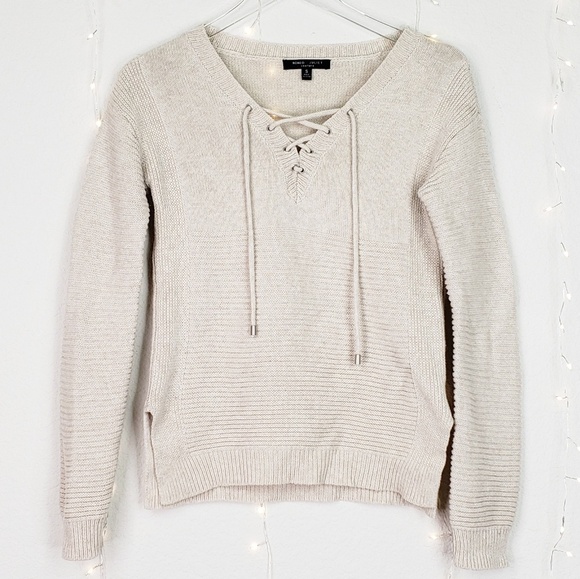 Romeo & Juliet Lace Up V Neck Sweater Small - Picture 2 of 9